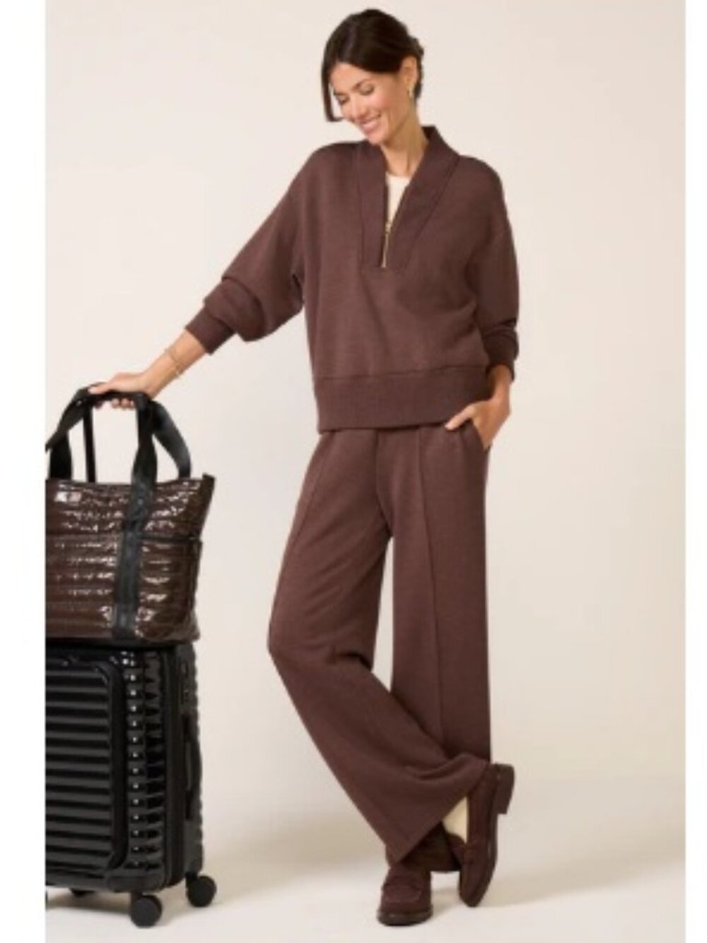 NWT Varley The Wide Leg Pant 30`, Coffee Bean Brown | Size Medium